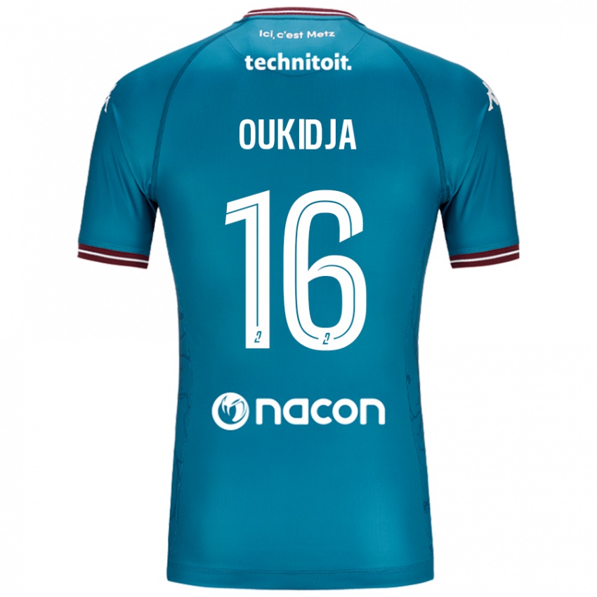 Mujer Camiseta Alexandre Oukidja #16 Azul Petróleo 2ª Equipación 2024/25 La Camisa Argentina