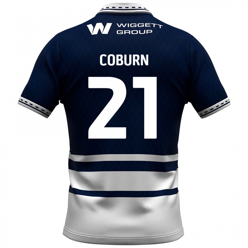 Mujer Camiseta Josh Coburn #21 Azul Marino Blanco 1ª Equipación 2024/25 La Camisa Argentina